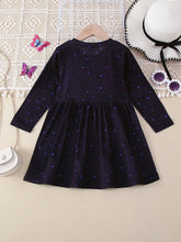 1pc Girls Casual Butterfly Print Pattern Long Sleeve Dress, Autumn